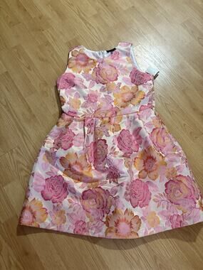 Alison Andrews Pink & Orange Floral Dress Large